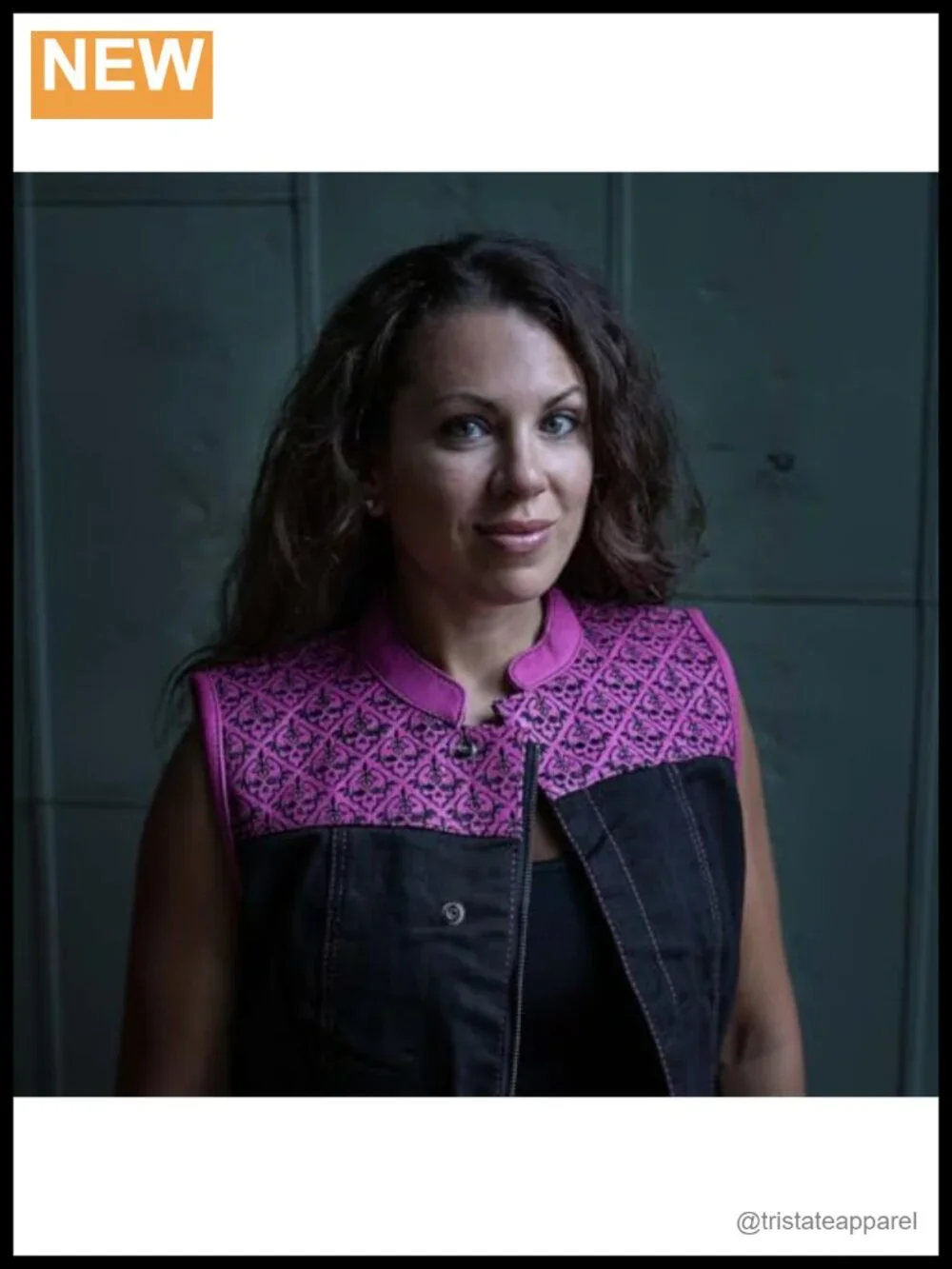Women's Motorcycle Denim Vest with Skull Embroidery, YKK Zipper, Cotton